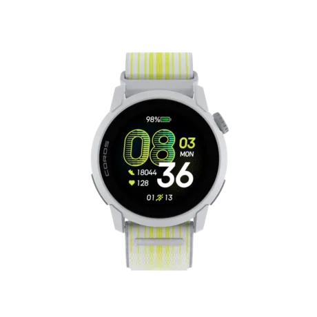 Front_view_of_the_COROSPACE_4_White_watch_with_White_Nylon_Band